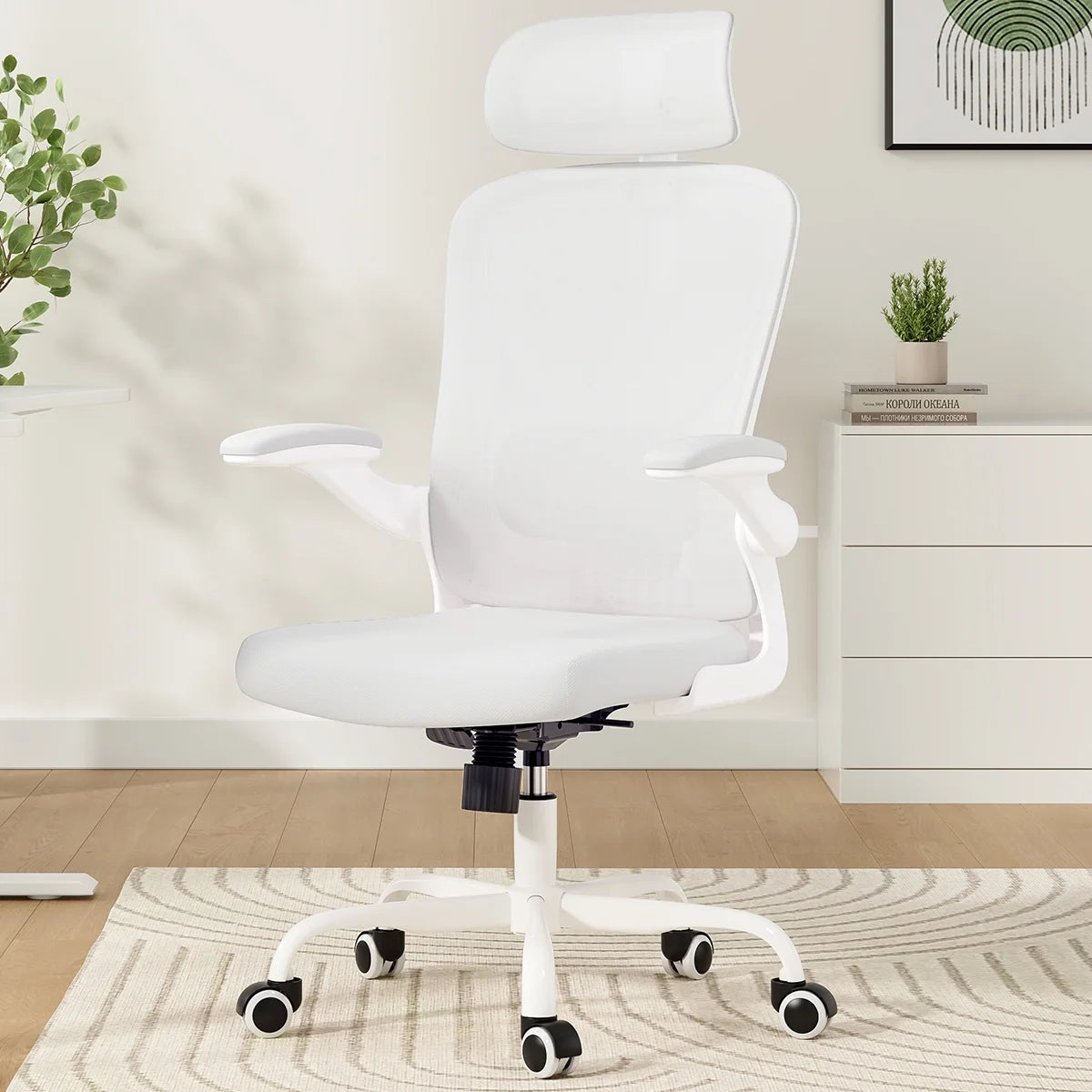 Ergonomic Office Chair,Home Office Desk Chair with Headrest,High Back Computer Chair with Armrests and Adjustable Lumbar Support for Home Office Study Room