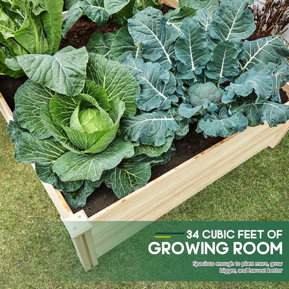 SPECRAFT 8x4 Ft Wood Raised Garden Bed, Durable 15 Inch Depth Planter Box for Vegetables, Herbs, and Flowers, Ideal for Outdoor Gardening with Open Base
