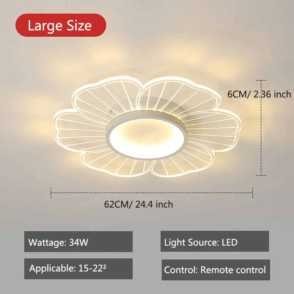 Modern LED Flush Mount Ceiling Light Fixture with Remote Control, Flower Shape Ceiling Light Dimmable LED Close to Ceiling Ligh, Elegant Home Ceiling Lamp for Bedroom Livingroom Dining Rooms