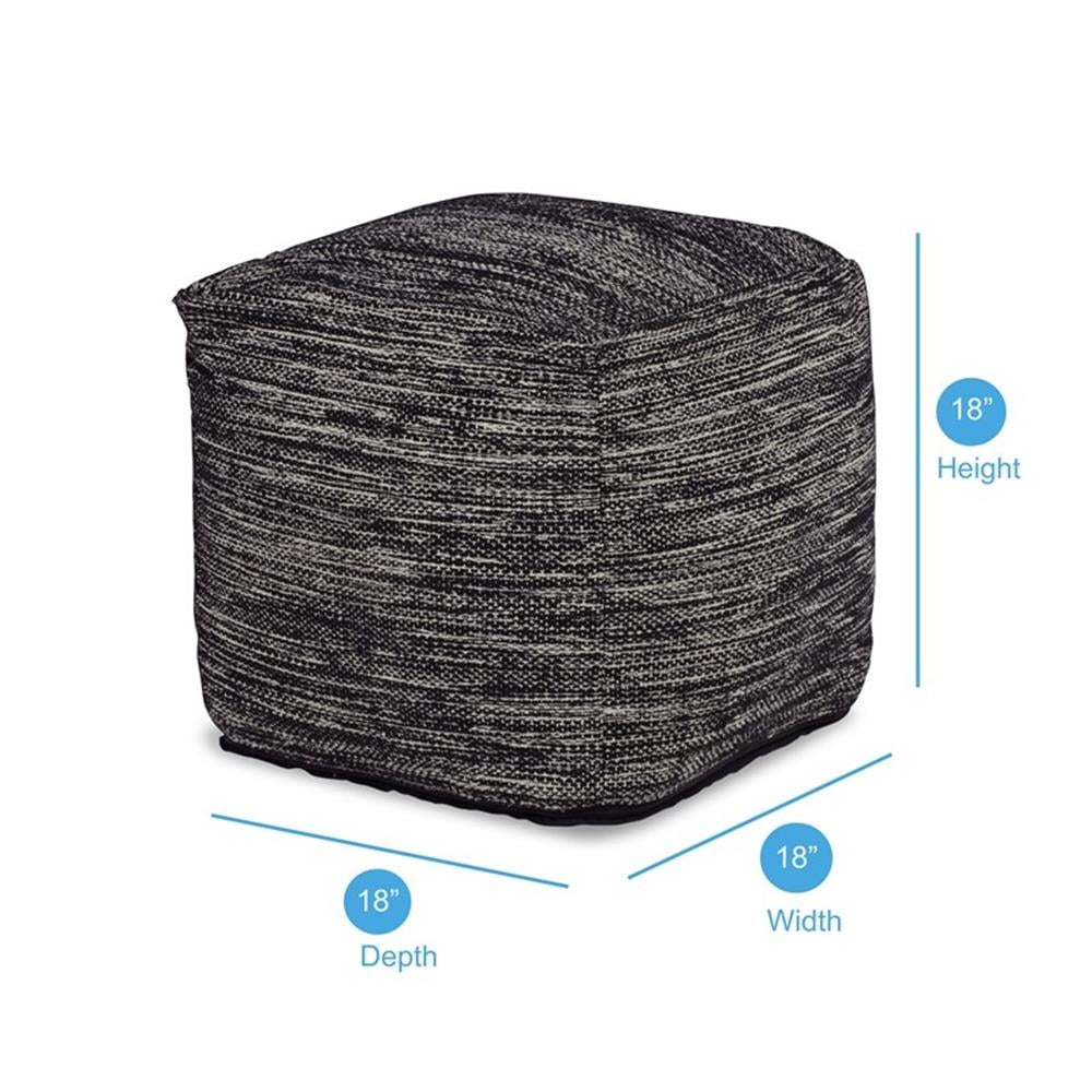 Steve Silver Omari Square Handwoven Black/Ivory Wool Pouf