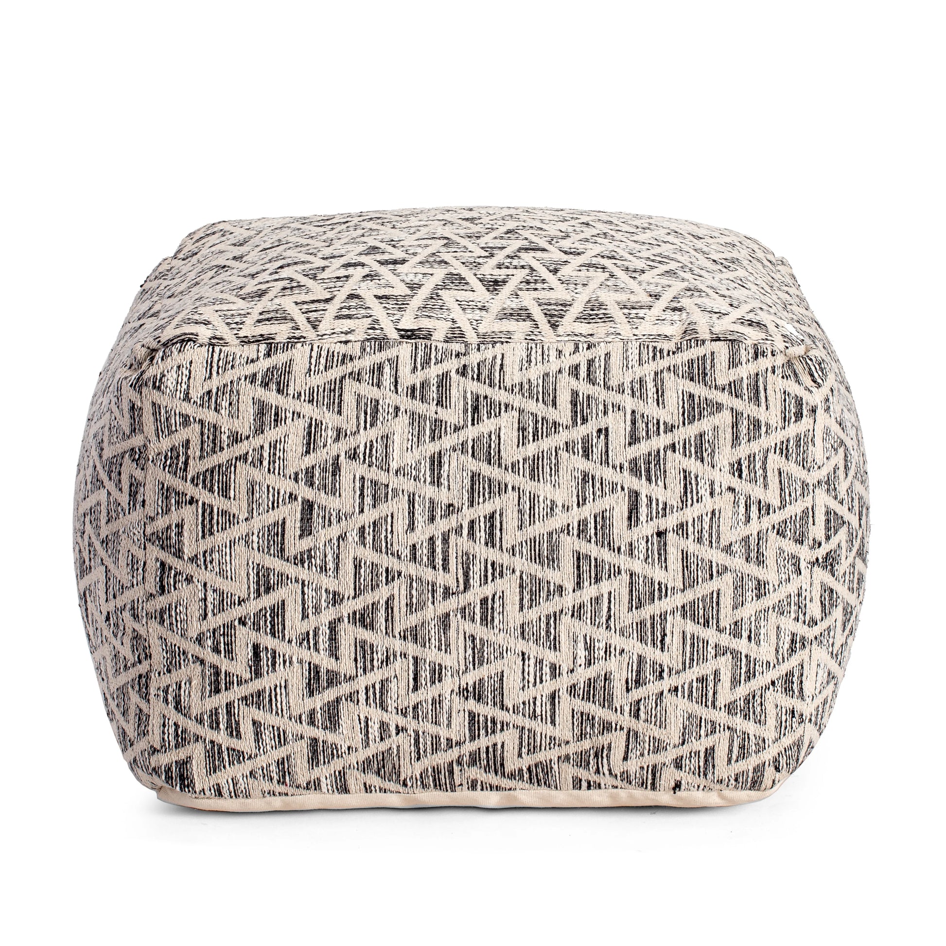 Jani Lafayette 22" Square Black Pouf Ottoman