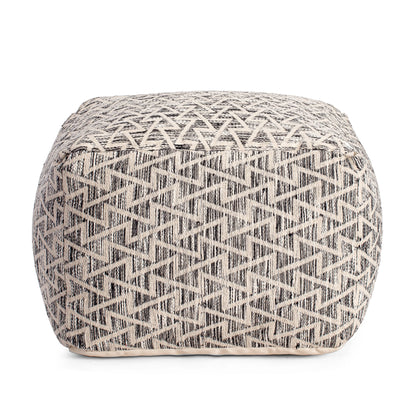 Jani Lafayette 22" Square Black Pouf Ottoman