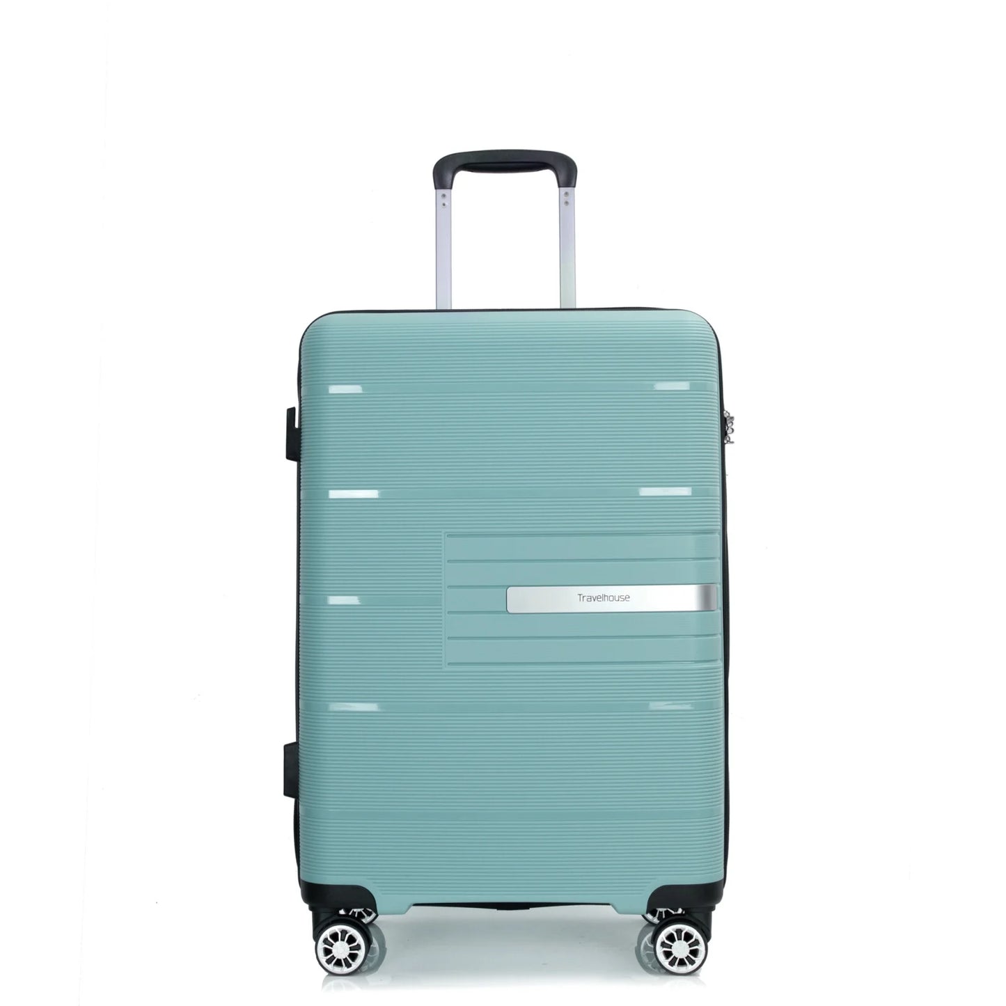 Lightweight PP Suitcase Sets with Spinner Wheels TSA Lock, Hardshell Luggage Sets for Travel Trips, 3-Piece Set (20in/24in/28in), Light Green