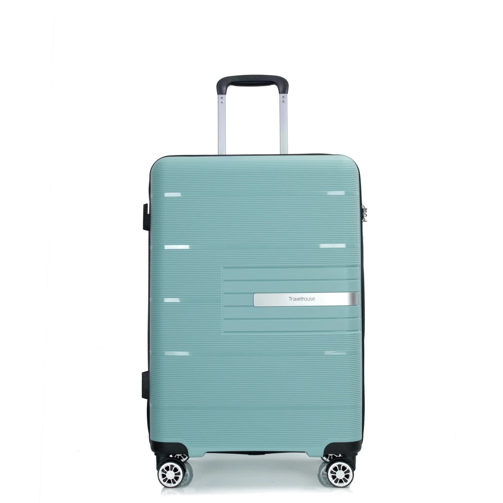 Lightweight PP Suitcase Sets with Spinner Wheels TSA Lock, Hardshell Luggage Sets for Travel Trips, 3-Piece Set (20in/24in/28in), Light Green