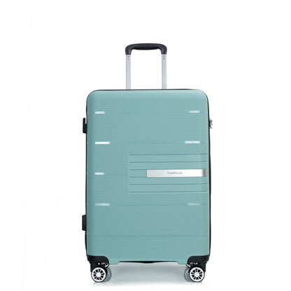 Lightweight PP Suitcase Sets with Spinner Wheels TSA Lock, Hardshell Luggage Sets for Travel Trips, 3-Piece Set (20in/24in/28in), Light Green