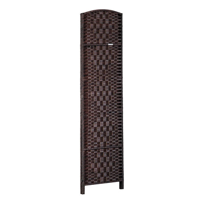 HomCom 6' Tall Wicker Weave 3 Panel Room Divider Privacy Screen - Black Wood