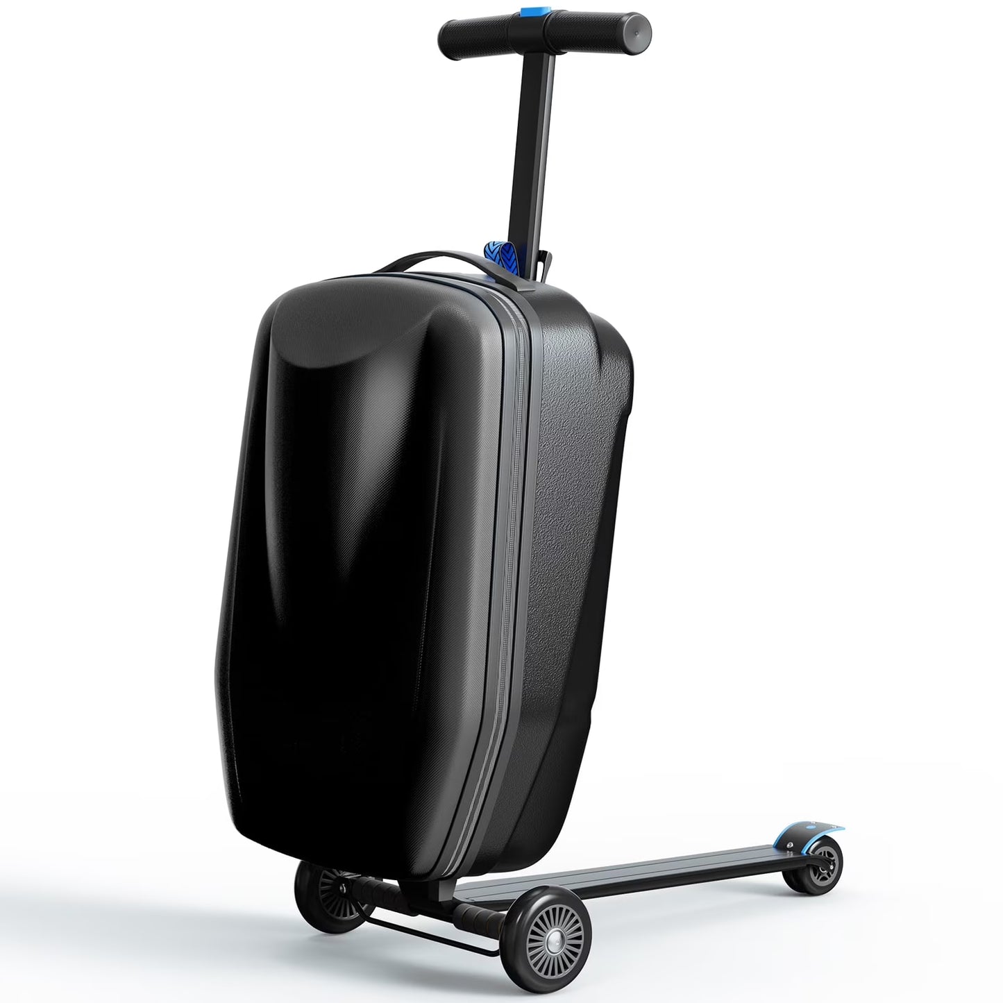 Muhub 2 in 1 Scooter Luggage for Kids and Adult,Foldable Ride on Luggage with Wheels,Light Blue