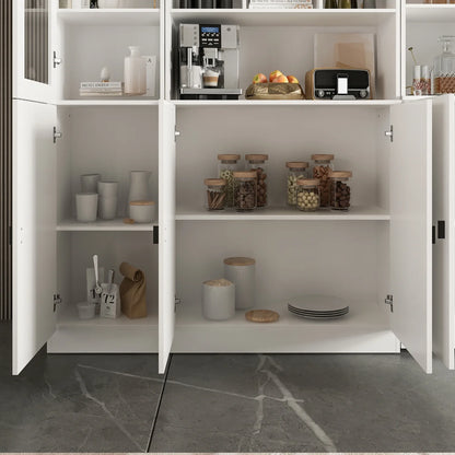 Modern Versatile Storage Cabinet Set, White 5-Door Bookcase Display Storage Organizer for Home Office Bedroom Living Room, 62.9"x12.2"x70.9"
