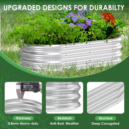 4°2°1 ft(4pack)Galvanized Raised Garden Bed Kit, Garden Planting, Outdoor Galvanized Flowerpot Garden Box, Round and Oval Large Metal Vegetable Box.
