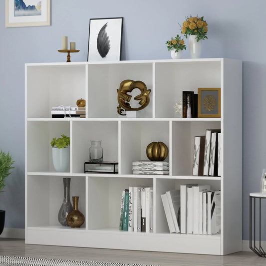 FUFU& GAGA 10-Cube Storage Shelf, Multipurpose Cubby Shelving Unit Display Storage Bookcase Bookshelf, Storage Cubes Organizer Cabinet for Home Office Living Room Bedroom, White(L 47.2in)
