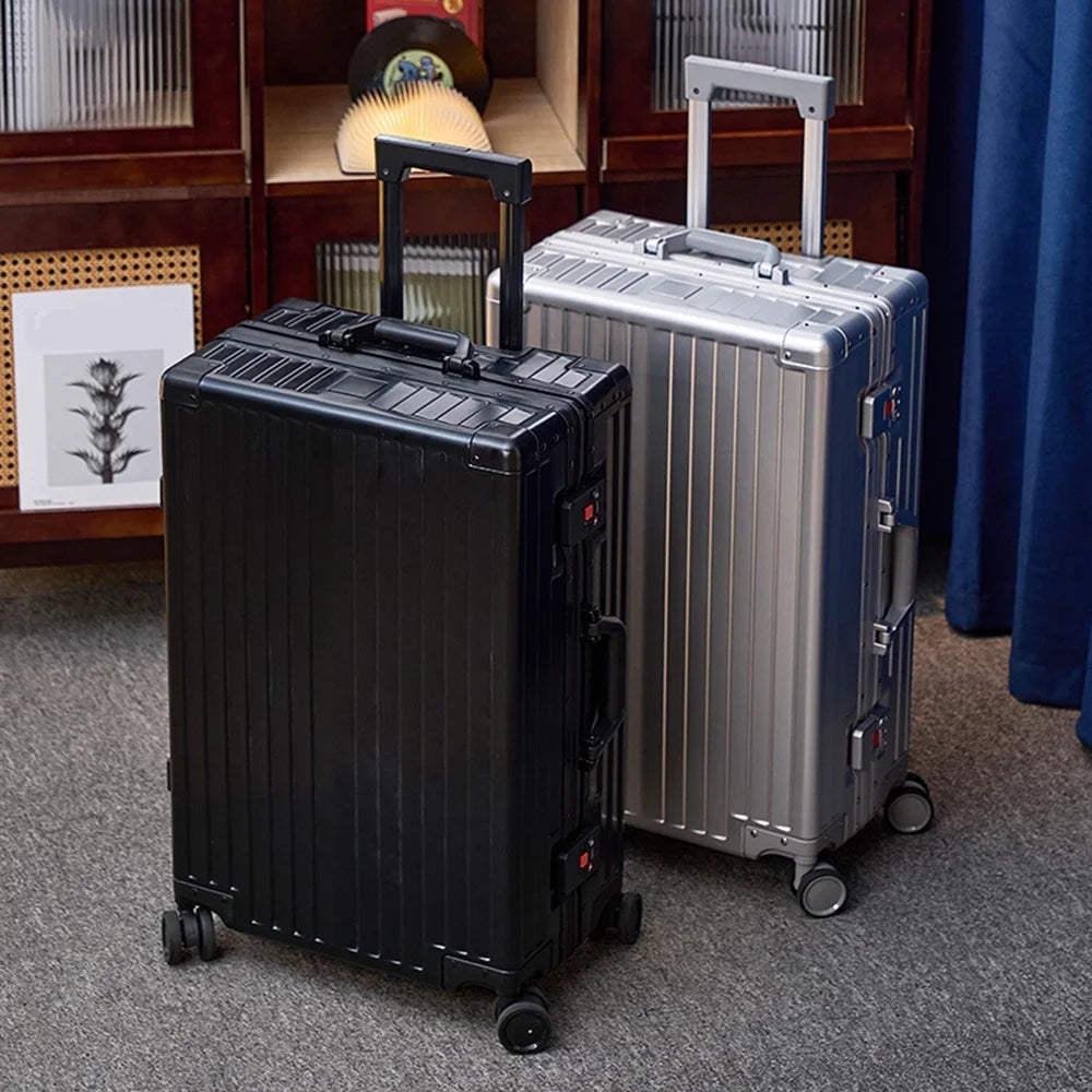 All Aluminum Magnesium Hardshell Carry On Luggage with Wheels, Hardside Carry on Suitcase with TSA Lock, Airline Approved Zipperless Suitcase Checked Luggage Metal Rolling Luggage