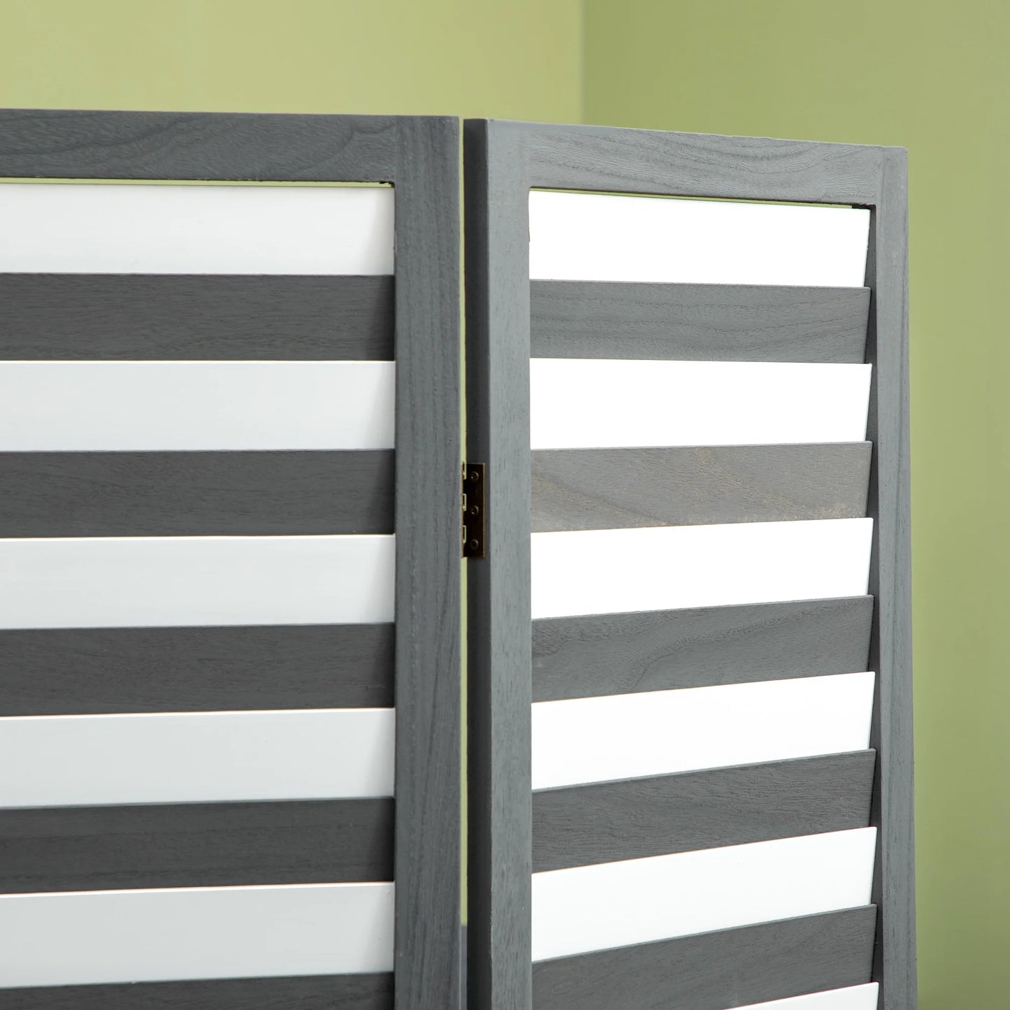 HOMCOM 5.6' 4 Panel Room Divider Folding Privacy Screen Panel, White/Grey