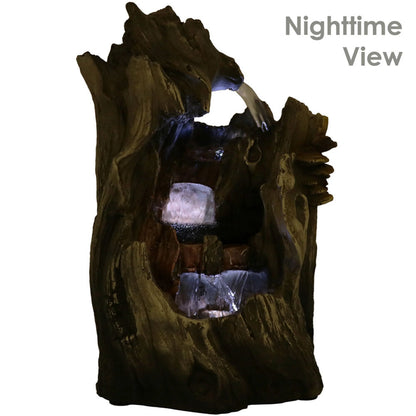 Sunnydaze Indoor Home Decorative Cascading Caves Waterfall Tabletop Water Fountain with LED Lights - 14"