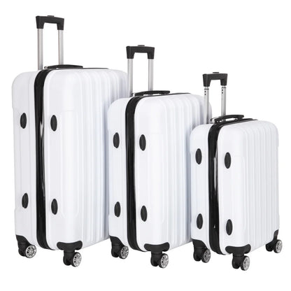 Tcbosik Multifunctional Luggage Set with Spinner Wheels, Large Capacity Travel Rolling Suitcases, ABS Carry-on Luggage, 20"/24"/28" (White, 3 Piece Set)