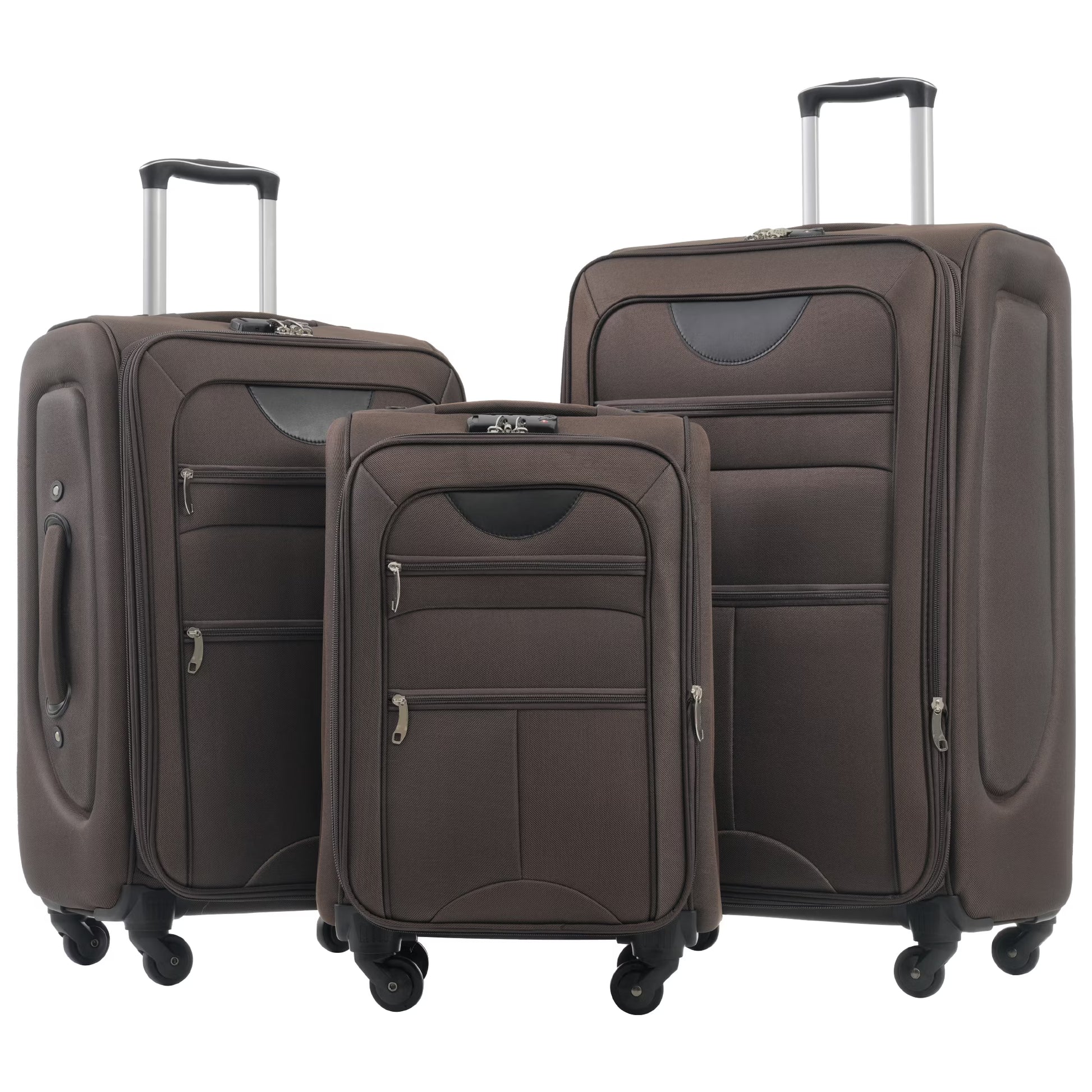EUROCO 3 Piece Softside Luggage Set,Expandable Suitcase Set with TSA Lock and Spinner Wheels,Lightweight Suitcase for Men Women(20",24",28"),Black