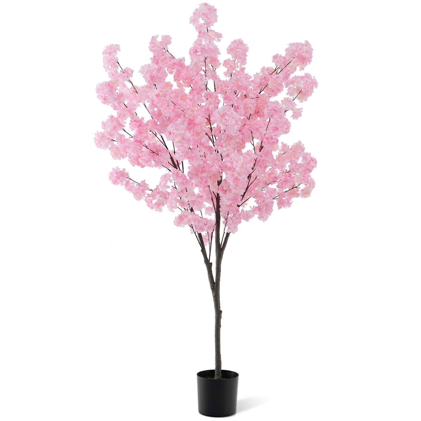 Costway 6.5 FT 2 PCS Tall Artificial Cherry Blossom Tree with 900 Pink Flowers Cement-filled