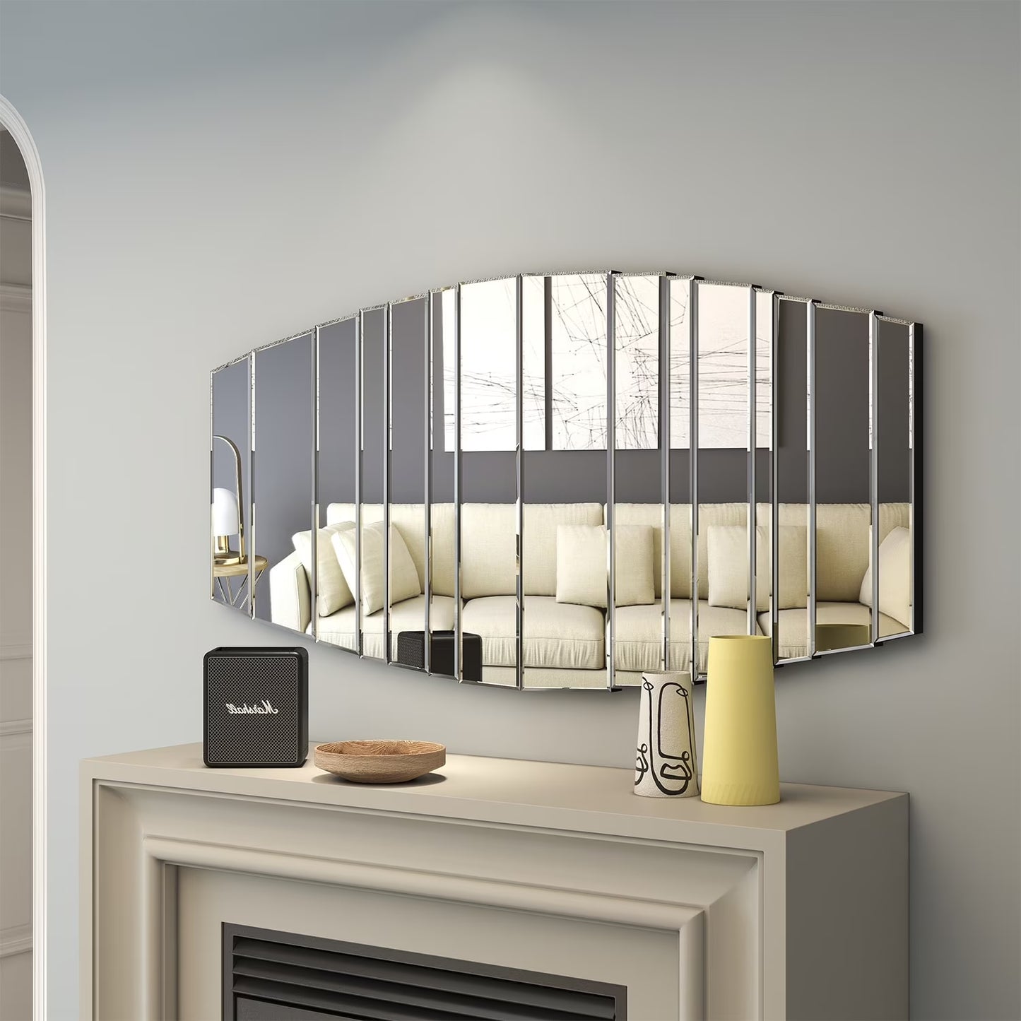 SHYFOY Sunburst Framless Irregular Accent Wall Mirror - 43.3"21.65"