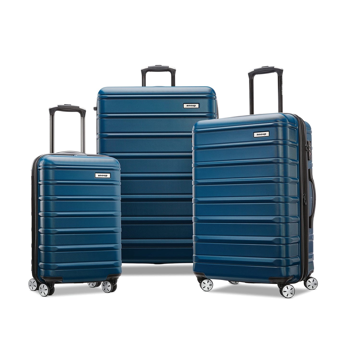 anoup Samsonite Omni PC Hardside Expandable Luggage with Spinner Wheels, Checked-Medium 24-Inch, Caribbean Blue