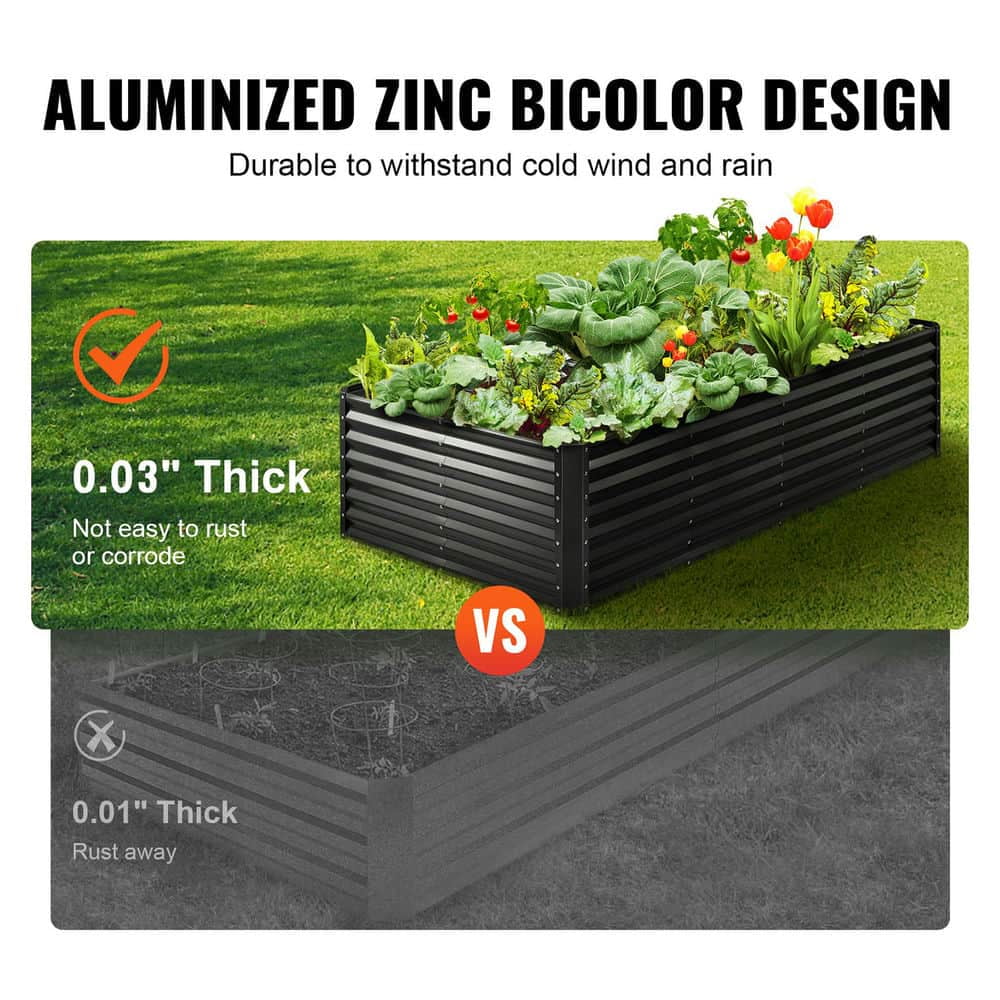 Topcobe Galvanized Raised Garden Bed Planter Box, Planters for Outdoor Plants, Flower Vegetable, 94.5x47.2x23.6"