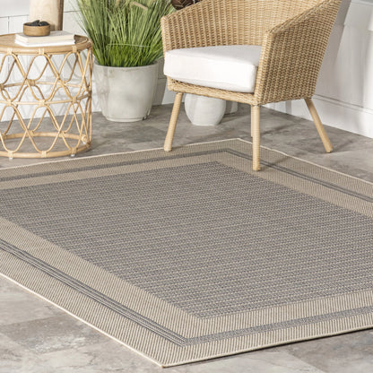 nuLOOM Antonella Bordered Solid Indoor/Outdoor Area Rug, 8' x 10', Beige