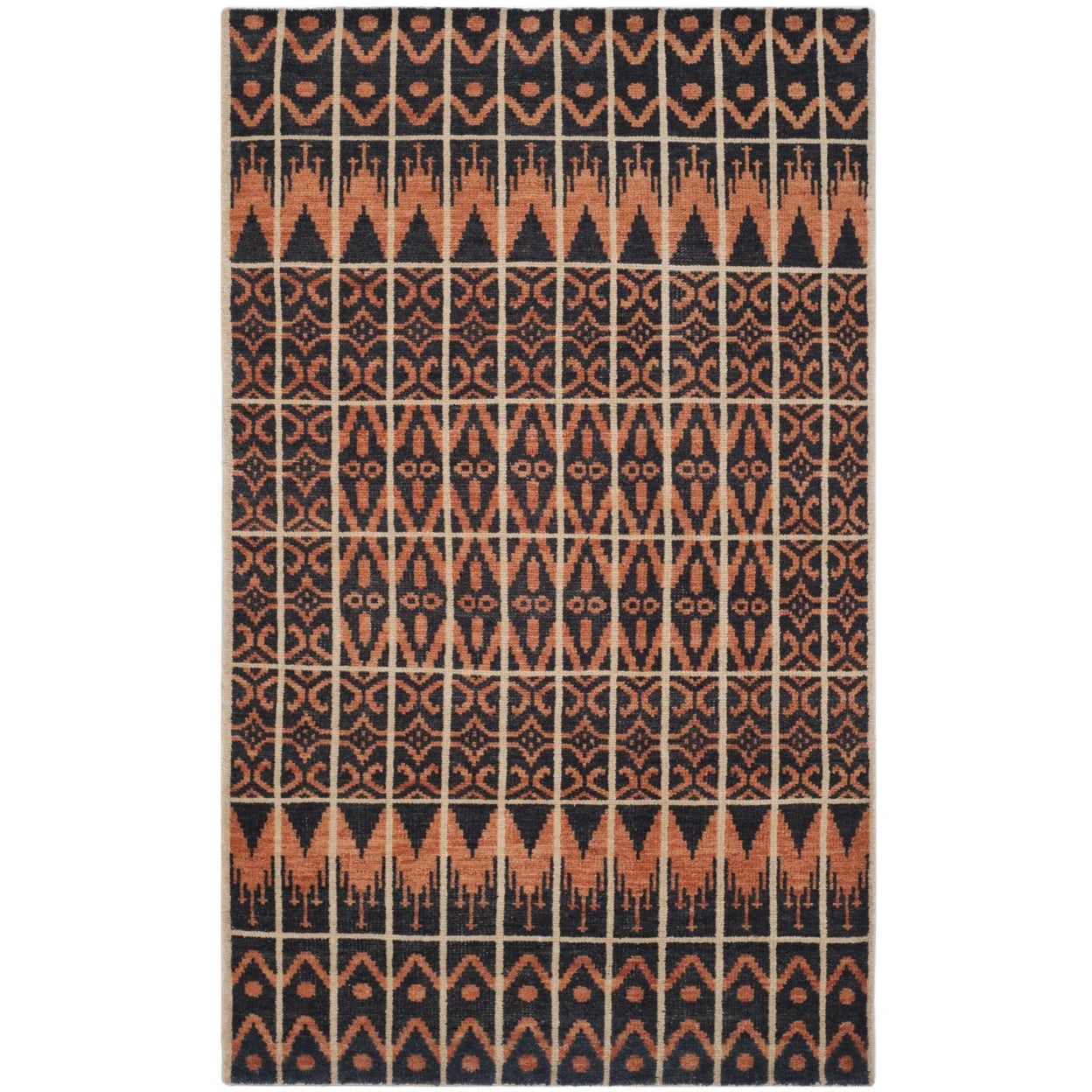 SAFAVIEH Kenya Kestrel Southwestern Wool Area Rug, Orange/Black, 8' x 10'