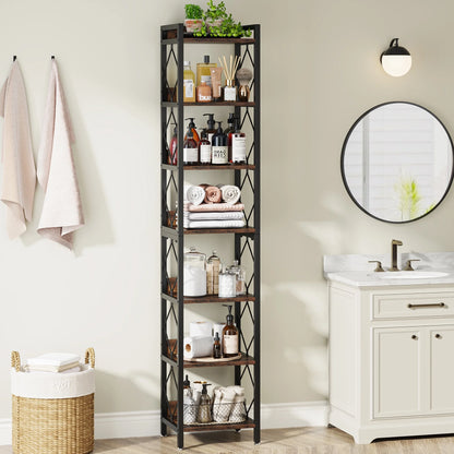 Tribesigns 78.7 Inches Tall Narrow Bookshelf, Freestanding 7-Tier Bookcase, Skinny Corner Storage Organizer for Home Office