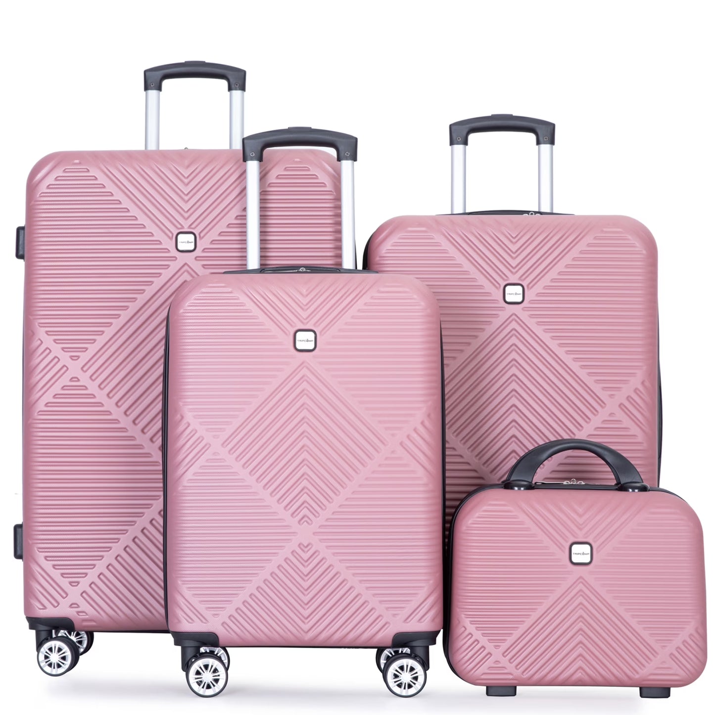 Tripcomp Luggage Sets 4 Piece Suitcase Set (14/20/24/28)Hardside Suitcase with Spinner Wheels Lightweight Carry on Luggage(Black)