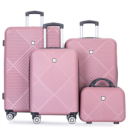Tripcomp Luggage Sets 4 Piece Suitcase Set (14/20/24/28)Hardside Suitcase with Spinner Wheels Lightweight Carry on Luggage(Black)