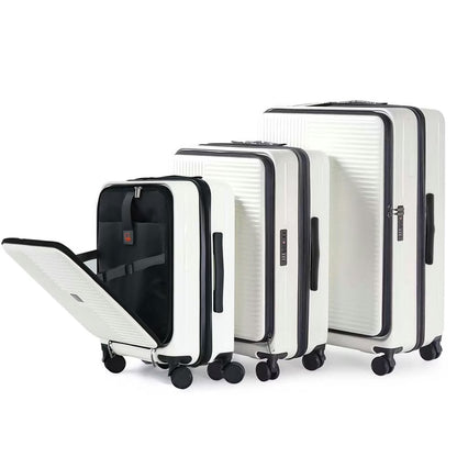 Topcobe Luggage with Front Opening, TSA Approved Lock, Hardshell Suitcase, Lightweight Luggage for Traveling, Black