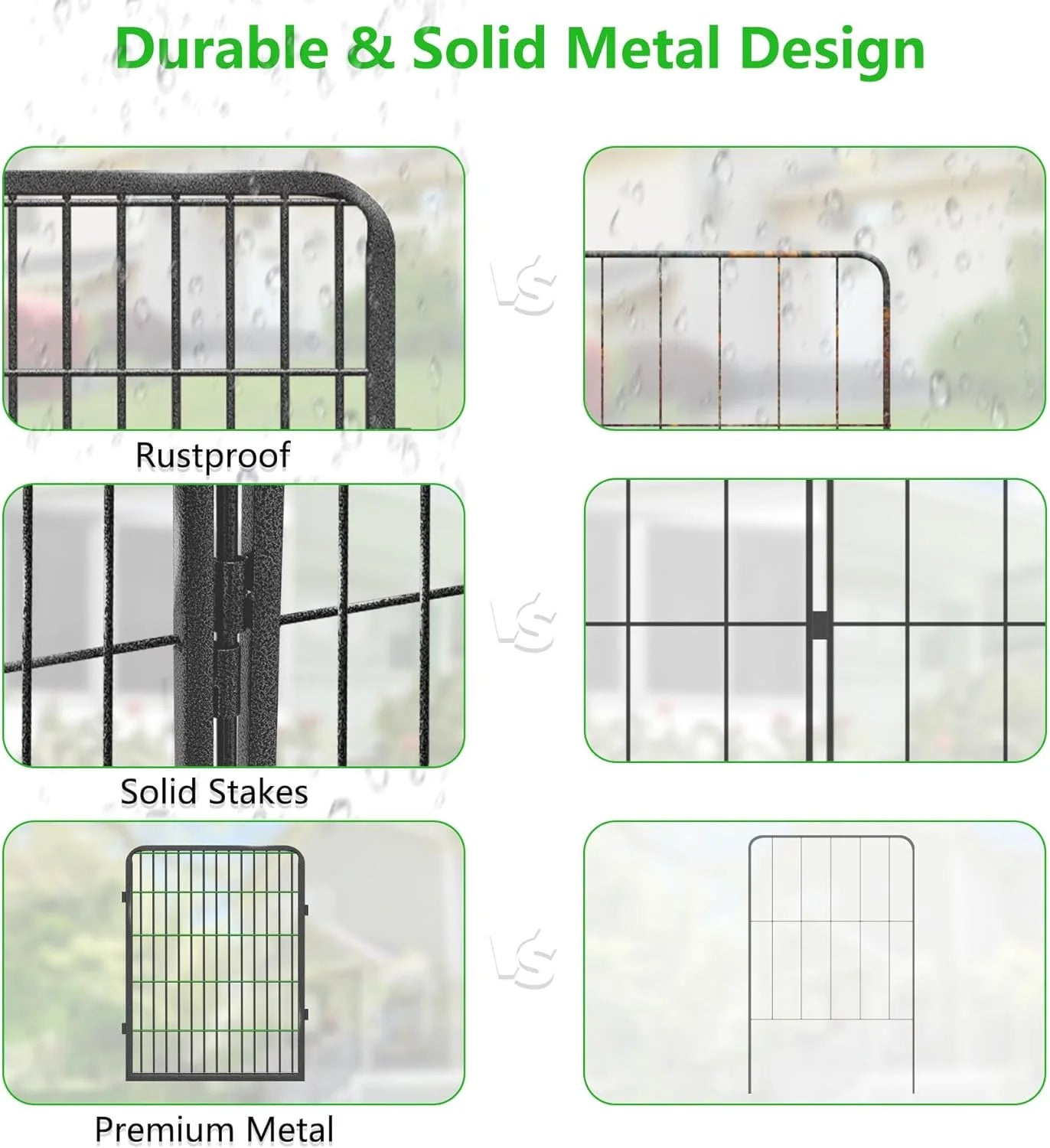 Jhsomdr Garden Fence Outdoor 22ft(L)32in(H) No Dig Fence Panels with Gate, 10 Panels Decorative Garden Fencing Metal Animal Barrier Fence Flower Bed Fencing for Patio Backyard