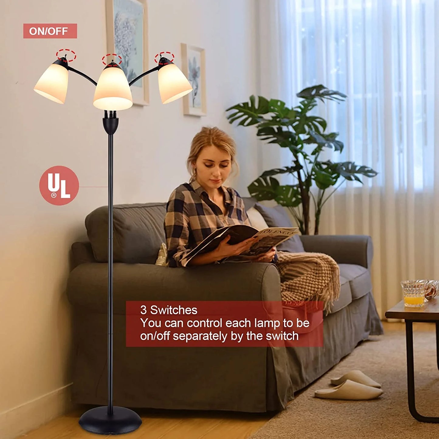 DINGLILIGHTING Floor Lamp Tall for Room: Flexible Gooseneck Floor Lamps Standing for Bedroom Home Office - Modern Floor Lights 5-Light