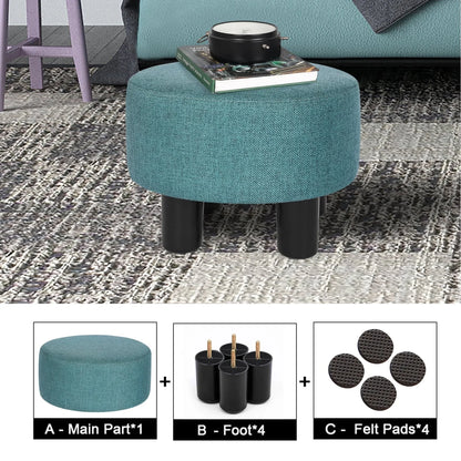 Homebeez Round Footstool Small Upholstered Ottoman Sofa Footrest Stool Padded Seat for Living Room Bedroom Entrance Home Decor