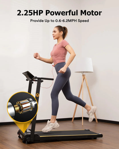 UREVO Folding Treadmill, 2.25HP Mini Treadmills for Home Office with 12 HIIT Modes, 265 lbs Capacity