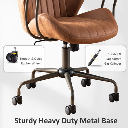 Ovios Ergonomic Office Chair Modern Computer Desk Suede Fabric Desk Chair with Lumbar Support for Home Office
