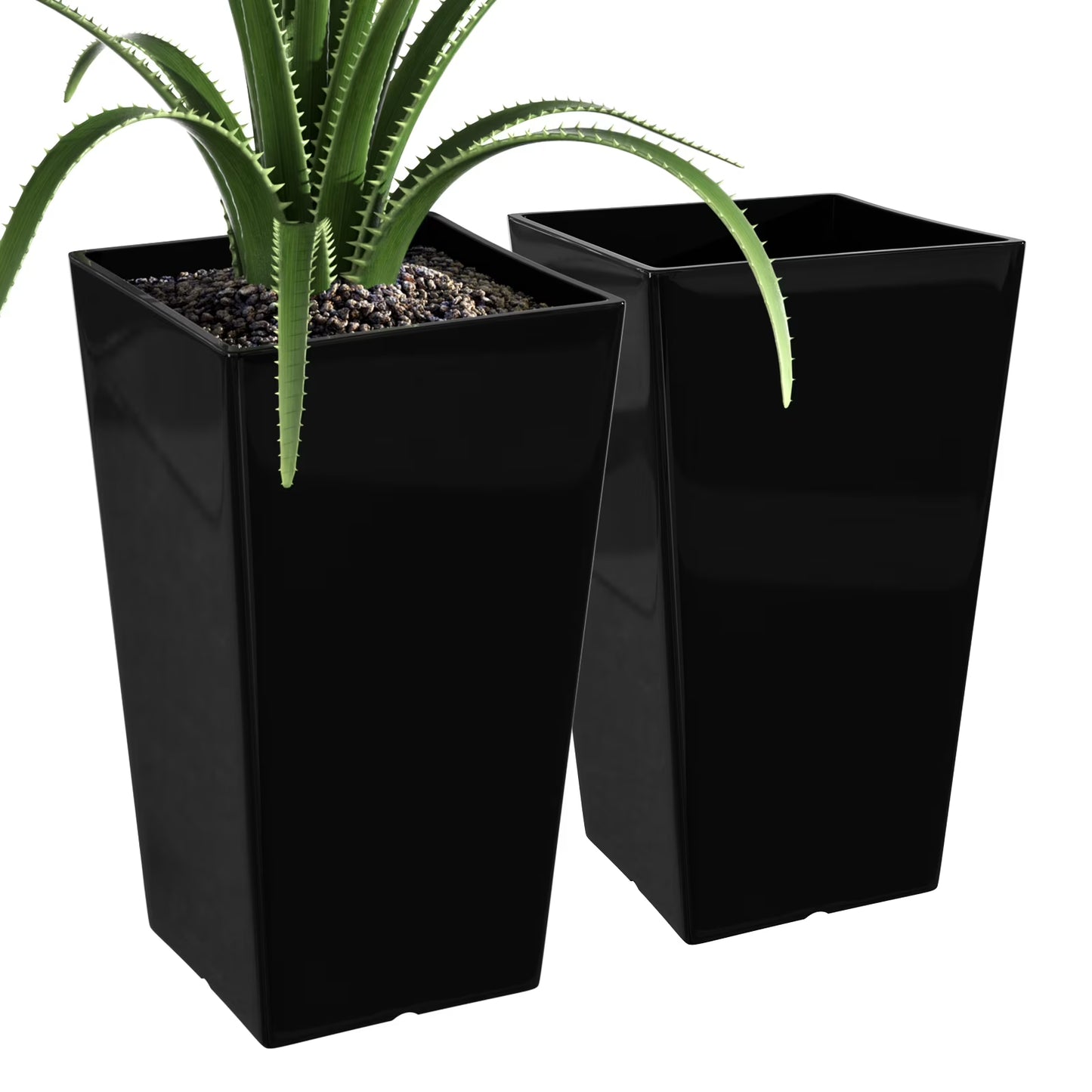 QCQHDU Large Planters for Outdoor Plants Flower Pots Set of 2,Tall Planters for Outdoor Plants,21 inch Outdoor Planters for Front Porch PlantersWhite