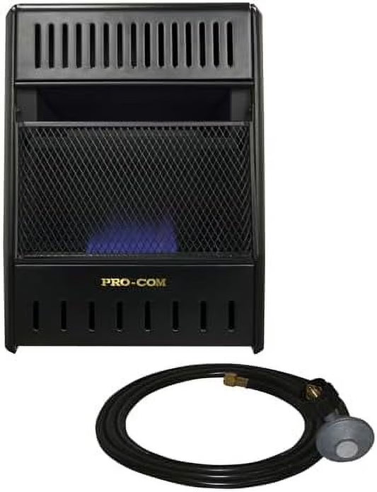 ML100TBAHR Ventless Propane Gas Blue Flame Space Heater with Thermostat Control for Living Room, Bedroom, Home Office, 10000 BTU, Heats Up to 300 Sq. Ft., Includes Wall Mount, Black