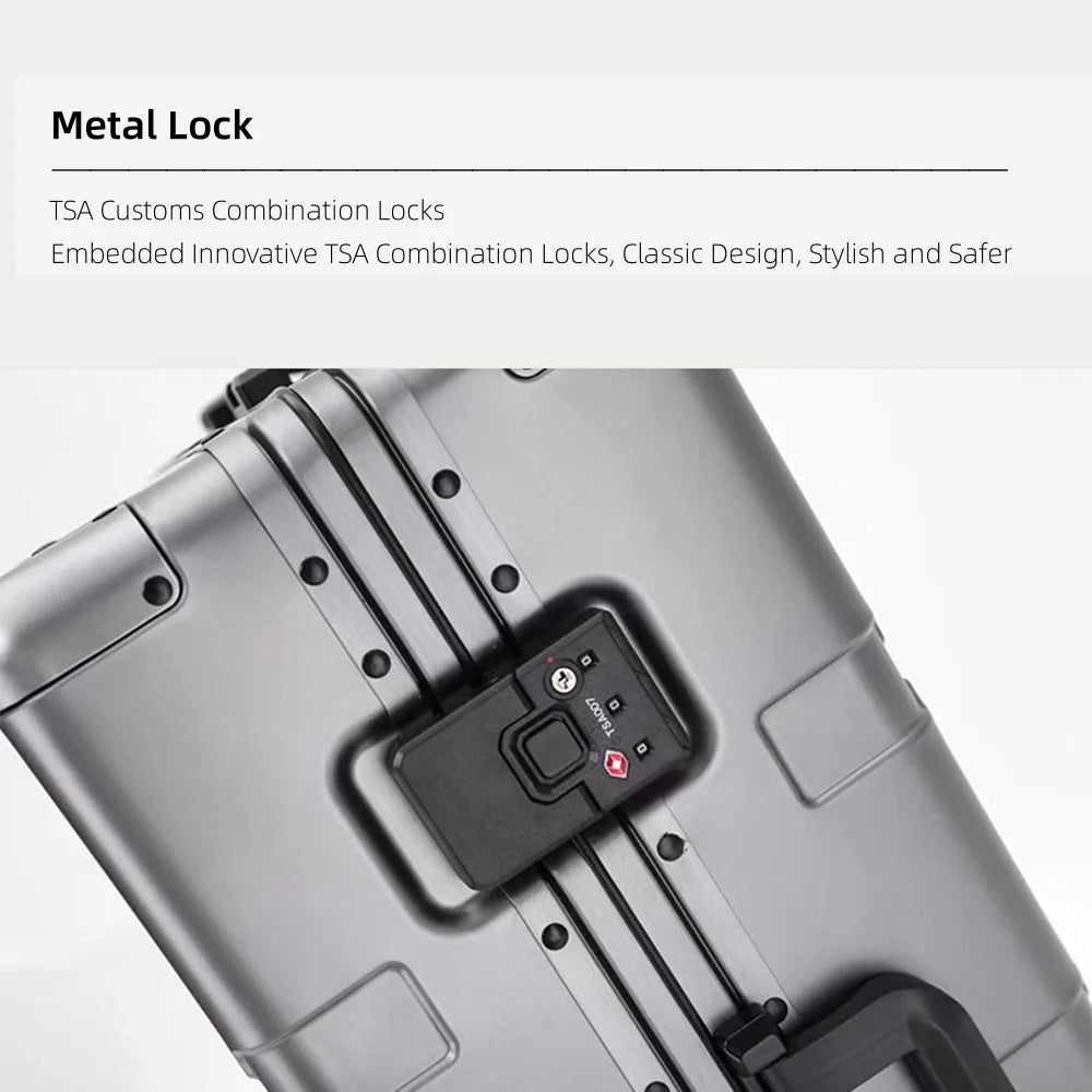 All Aluminum Magnesium Zipperless Carry on Luggage Airline Approved, Hardside Carry on Suitcase with TSA Lock, Lightweight Hardshell Luggage Metal Rolling Luggage for Travel