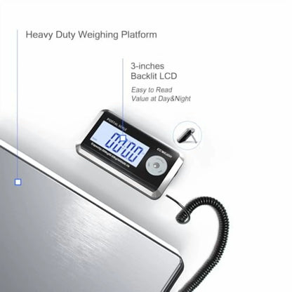 Shipping Scales 440lbs x 1.76oz Stainless Steel Large Platform,Small Business,Superlight High Accurate Postal Scales for Shipping Packages,Post Offices,Luggage Scale Battery and Adapter