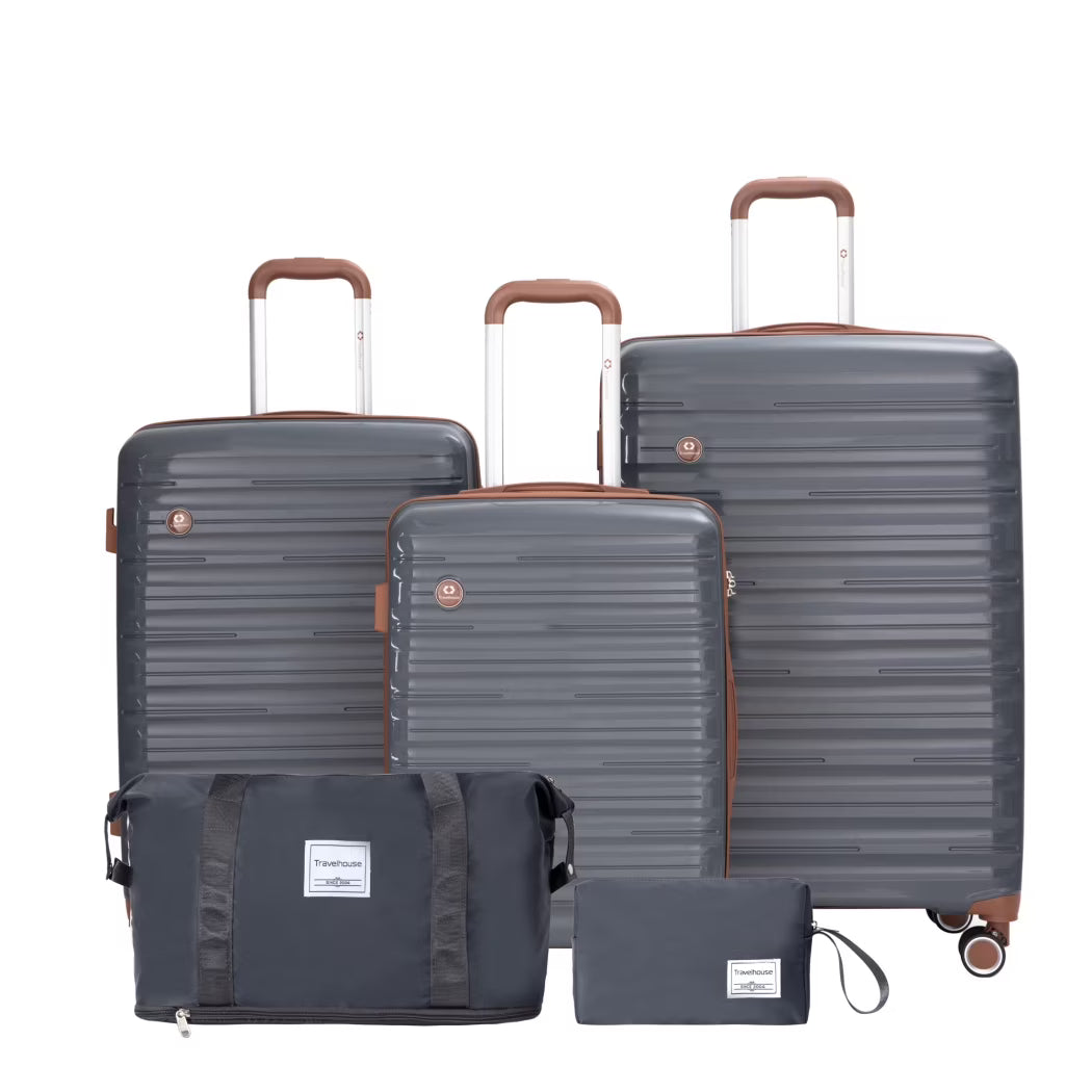 5-Piece Polyester Luggage Set with TSA Lock, Expandable Carry-On Suitcase and 360° Spinner Wheels in Blue, Complete Travel System for Versatile Packing