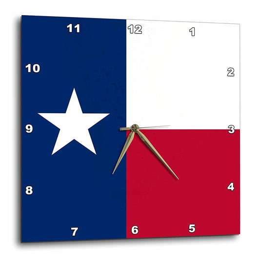3dRose Flag of Texas TX - US American United State of America USA - blue red white - The Lone Star Flag, Wall Clock, 15 by 15-inch