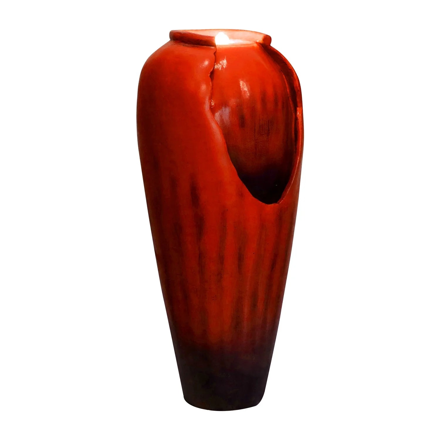 30.7in High Floor Contemporary Vase Water Fountain with LED Lights for Home and Garden Decor