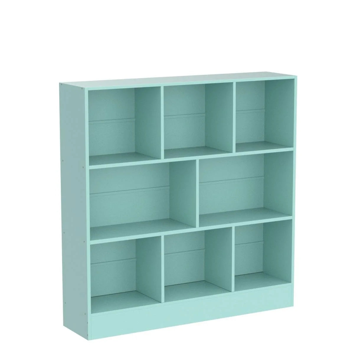 8 Cube Bookshelf with Base,3 Tier Modern Mint-Green Bookcase,Standing Wide Bookshelves Storage Organizer Toy Shelf,Wood Display Children's Book Shelves for Bedroom,Living Room,Nursery