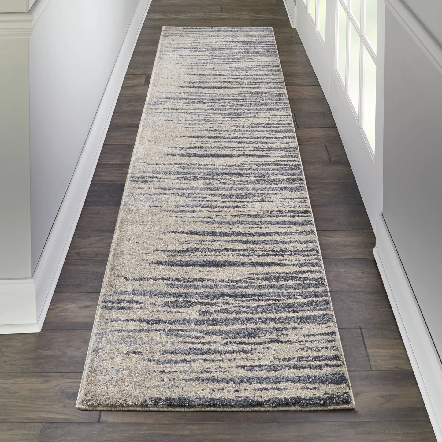 Nourison Moroccan Celebration Abstract Modern Area Rug 2'2" x 7'6" Runner Abstract 8' Runner Blue
