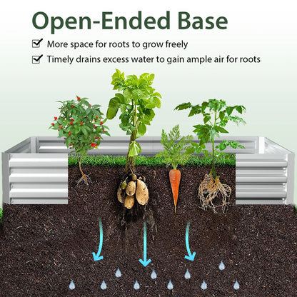 Topbuy 6FT x 3FT x 3FT Galvanized Raised Garden Bed with Greenhouse Bottomless Flower Bed with Clear Cover Outdoor Planter Box Kit