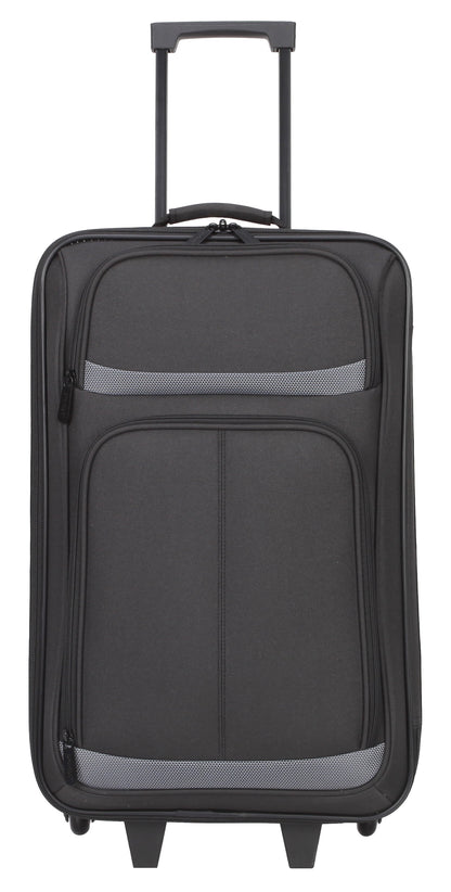 Protege 5 Piece 2-Wheel Luggage Set, 28 in Checked, 21" Carry-on, 13.75" Boarding Bag, 9" Toiletry Kit and Matching Laundry Cinch Sack, All Ages, Black