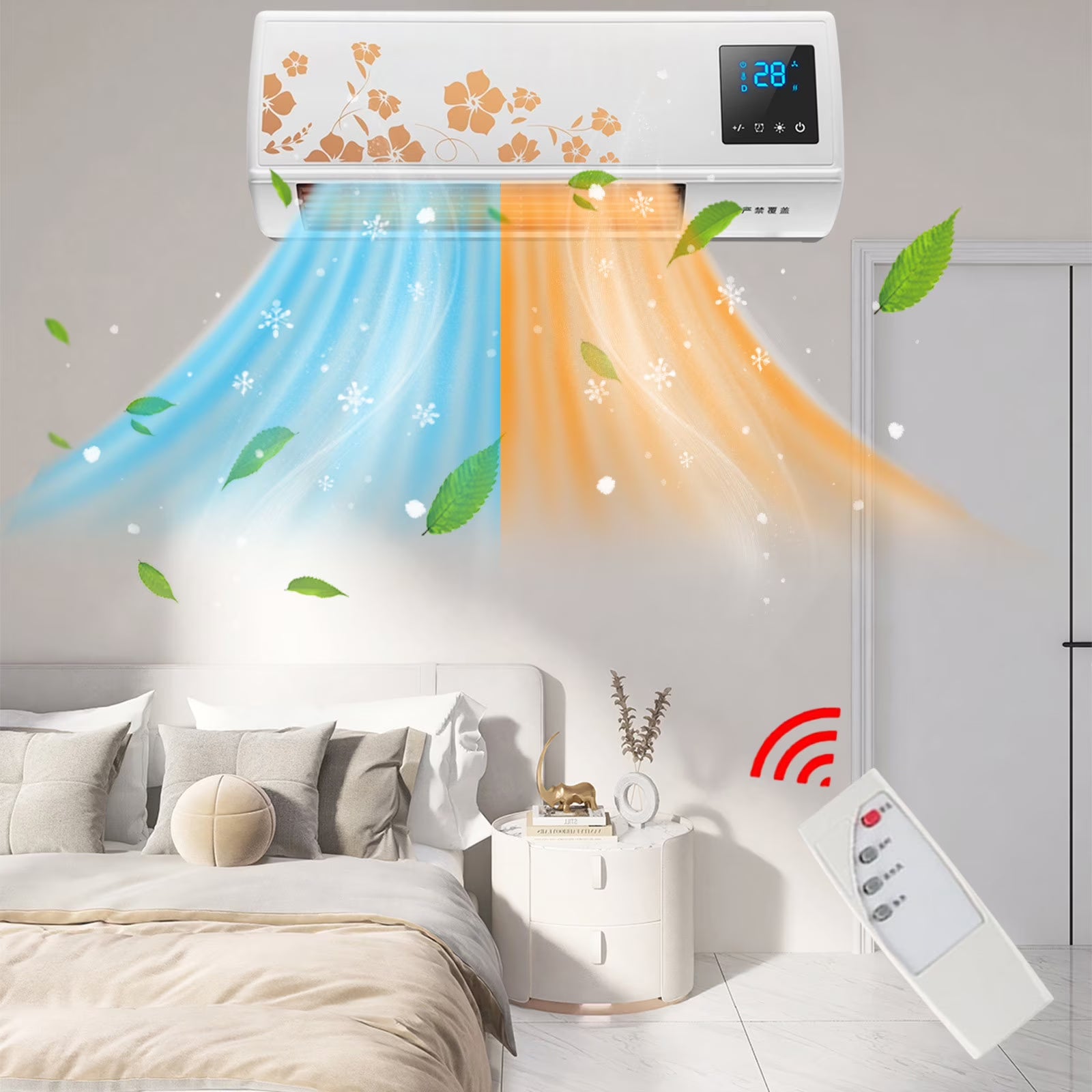 FYHALE Wall Air Conditioner, Portable Air Conditioner with Remote Control, Energy-saving Fast Heating Conditioner Fan, Shaking Head & Power-saving Ac Unit for Home Office Bedroom