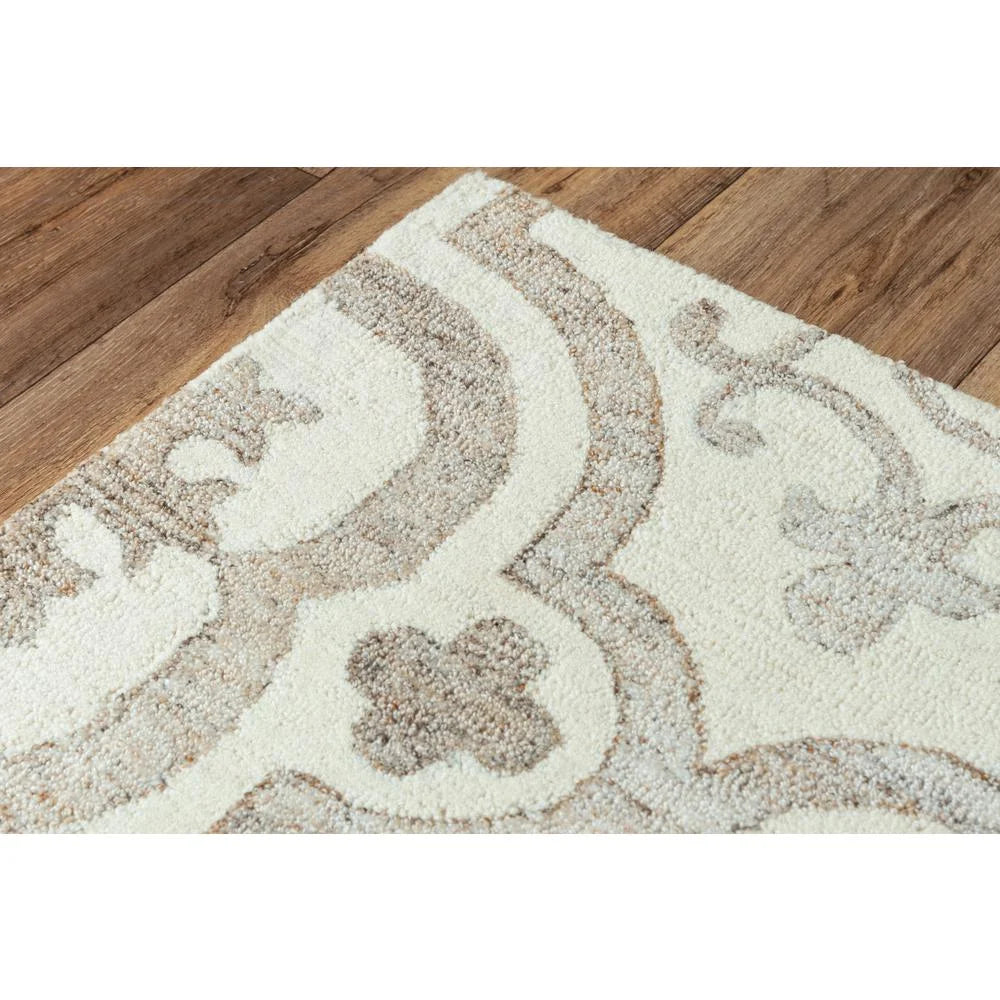 Alora Decor Neo 5'x7'6" Scroll Ivory/Beige Hand-Tufted Area Rug
