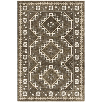 SAFAVIEH Bella Vana Medallion Geometric Wool Area Rug, Brown/Taupe, 4' x 6'