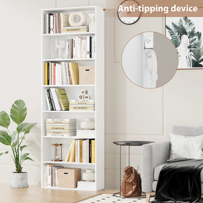 Homfa 82" Tall Bookcases, Freestanding Display Storage Shelves, 7-Tier Open Bookshelf for Home Office Living Room Bedroom, White