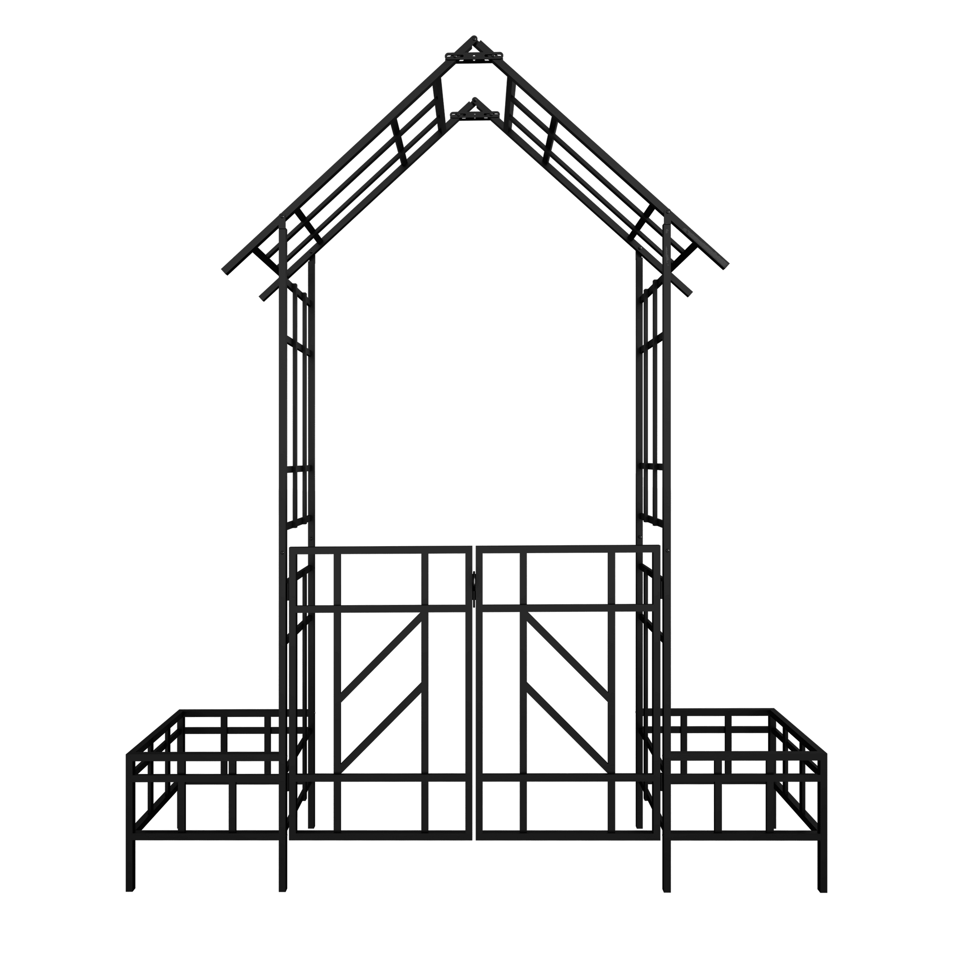 Yoneston 97.24" H Metal Garden Arbor with Gate and Planter, Garden Arch for Climbing Plants Support Rose Arch for Outdoor, Black